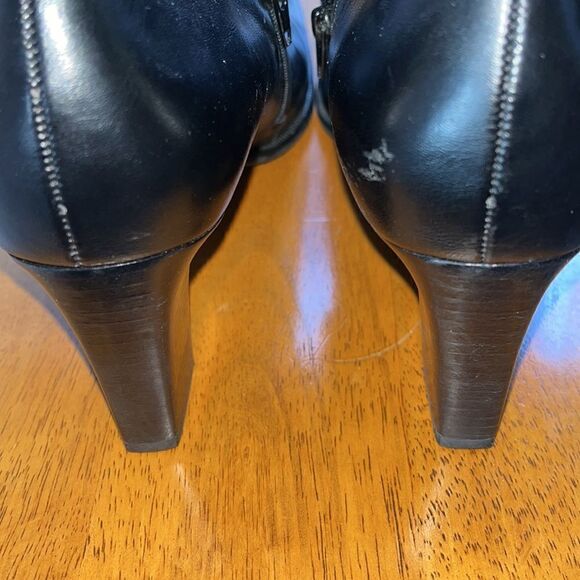 WOMEN’S FRANCO SARTO BLACK SIDE ZIP SQUARE TOE HEELS SIZE 8-1/2 - Picture 4 of 9